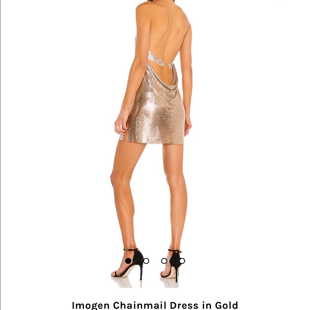 🌿 H:ours 🌿 ladies chainmail glomesh gold dress mini party BNWT - Picture 3 of 7